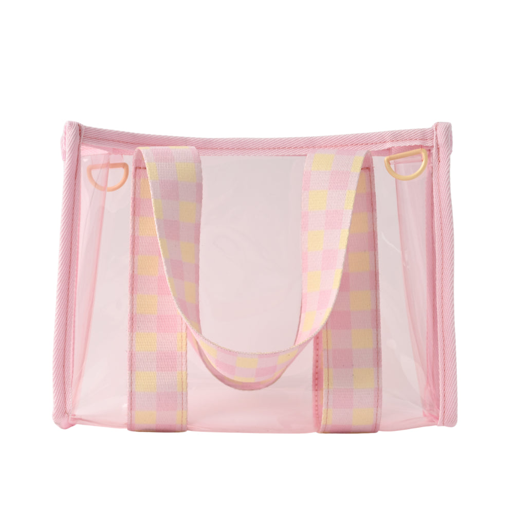 Gelato Series Clear Toiletries Tote Bag Mini - PASTEL GINGHAM